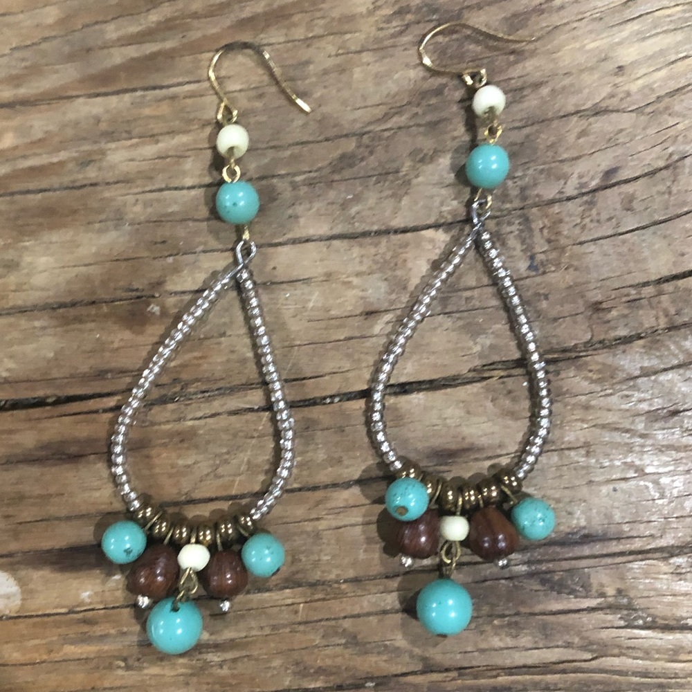 EUC Funky beaded drop earrings